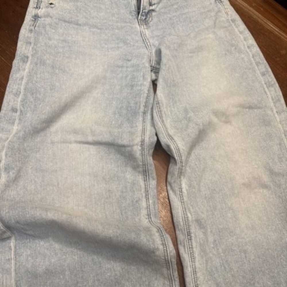 American Eagle Outfitters Super High Rise Baggy Wide Leg Light Wash Blue Size 4 - Picture 8 of 16